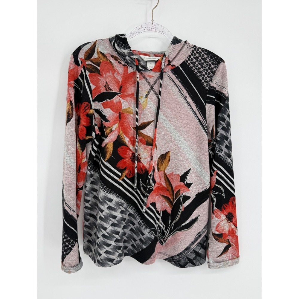 Christopher & Banks Womens Floral Geometric Lightweight Pullover Hoodie Sz M